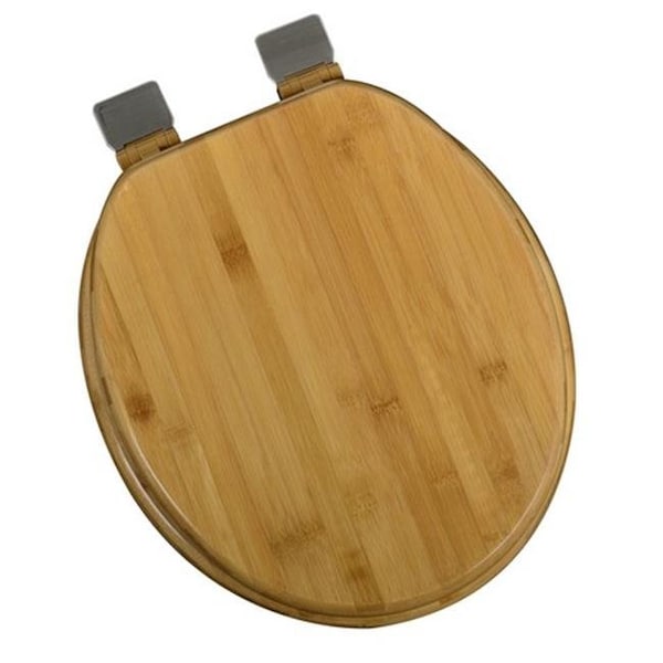 Plumbing Technologies Plumbing Technologies 5F1R1-20BN Decorative Wood Round Front Toilet Seat with Brushed Nickel Hinges; Rattan Bamboo 5F1R1-20BN - main